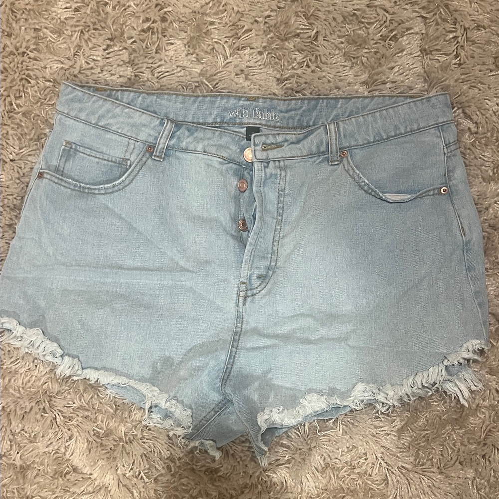 Wild Fable Sky Blue Frayed Hem Jean Shorts